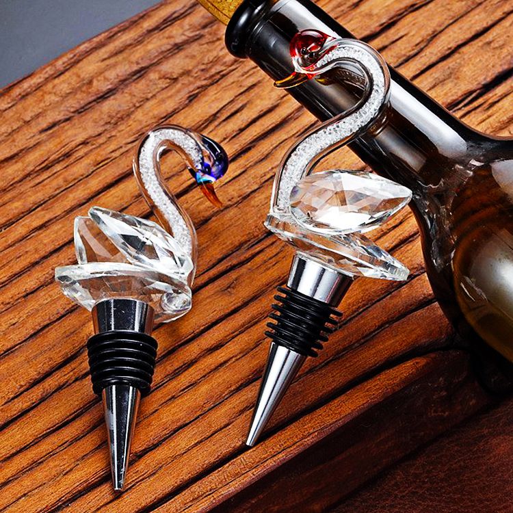 LUTIANNENG Crystal Element Swan Bottle Red Fresh-Keeping Sealing High-End Wine Stopper Creative Home Decor_voghion.com