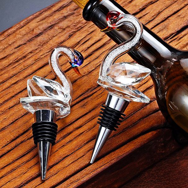 LUTIANNENG Crystal Element Swan Bottle Red Fresh-Keeping Sealing High-End Wine Stopper Creative Home Decor_voghion.com