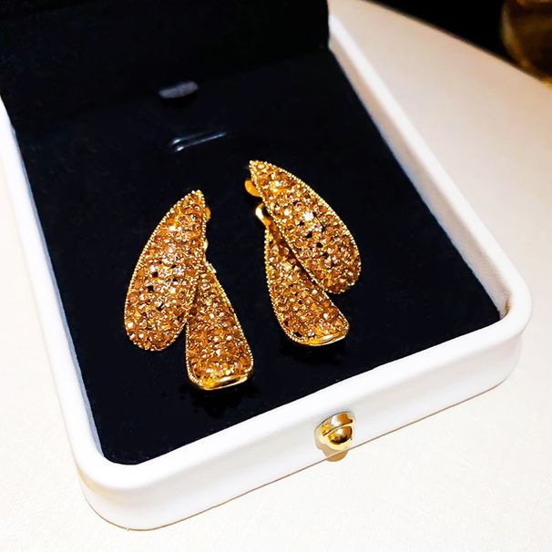 Leaf Stud Earrings For Women's Light Luxury And High-end Two-wear Full Diamond Earrings, Unique Foreign Style And Versatile Personality Tide Earrings_voghion.com
