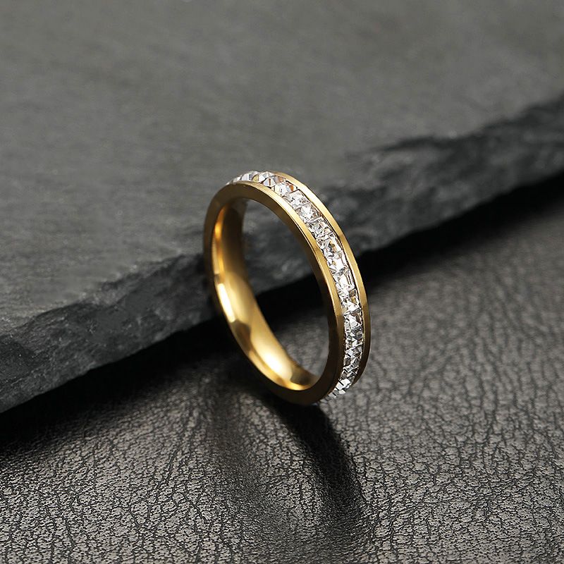 Anelli di coppia in acciaio al titanio con zircone quadrato, a fila singola e doppia, con cielo stellato, per donne_voghion.com