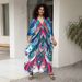Beach Cover-Up Dress – Flowy Long Bikini Robe With Exotic Prints (Peacock/Abstract/Feather, One Size)_voghion.com