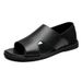 Sandalen Herren Sommer Neue Flache Unterseite Leichte Männer Mittleren Alters Outdoor Mode Römische Strandschuhe Halbe Hausschuhe_voghion.com