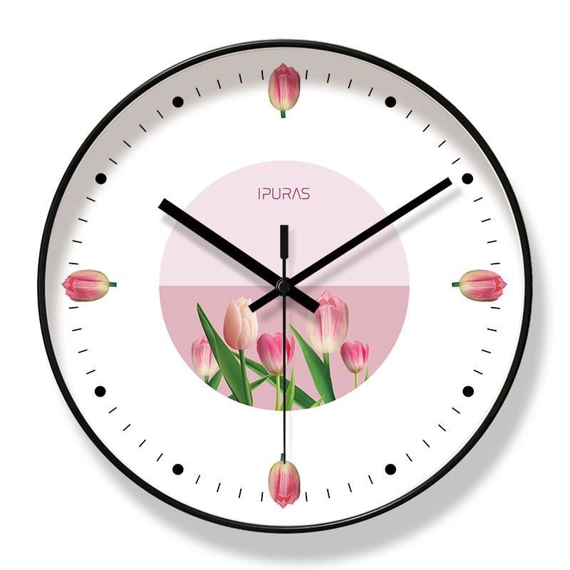 Yipula 8241 Fresh Tulip Woonkamer Wandklok Romantische Stille Kwartsklok_voghion.com