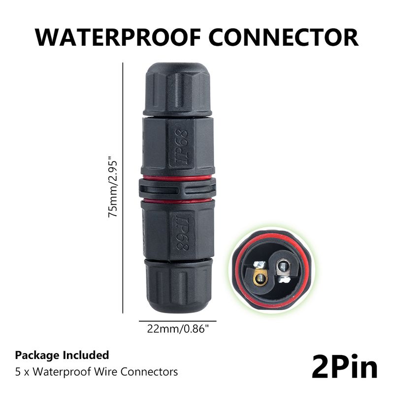 5pcs IP68 2Pin 3Pin 4Pin 5Pin Adapter Waterproof Cable Outdoor Set Wire Screw LED Light Connector Electrical Cable Terminal_voghion.com