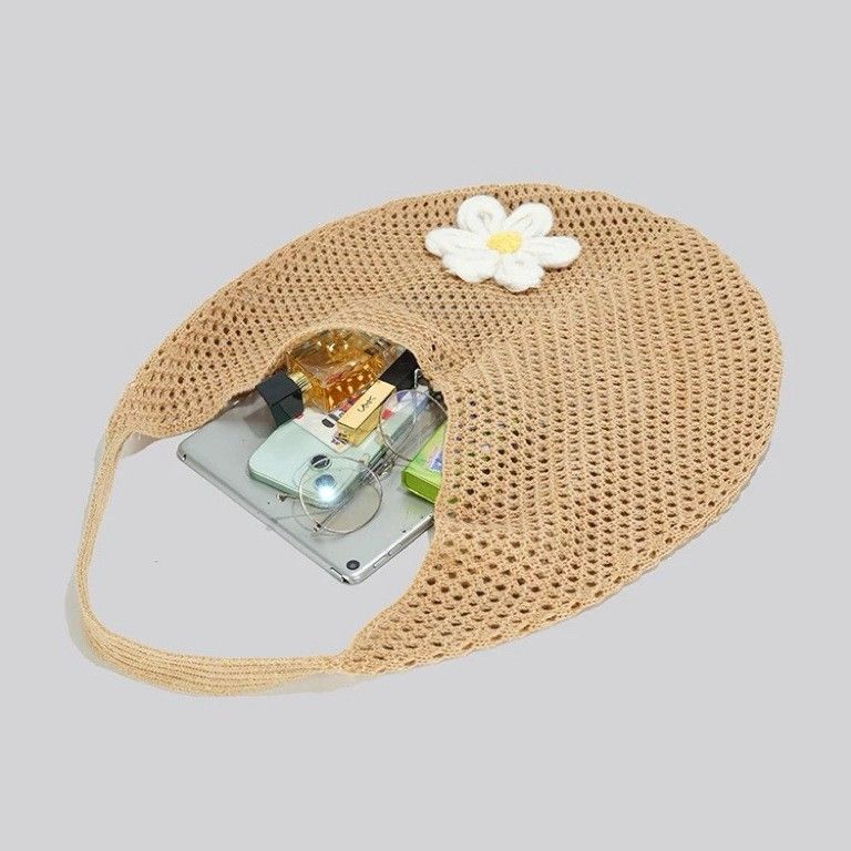 Vergelijkbare Bean Grote Capaciteit Geweven Schoudertas Onderarm Voor Vrouwen Nieuwe Zomer Casual Vakantie Strandtas_voghion.com