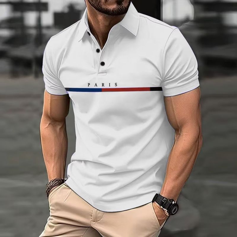 Trend Tişört Yaz Erkek Rahat Yaka Polo 2025 Yeni Kısa Kollu Düz Renk_voghion.com