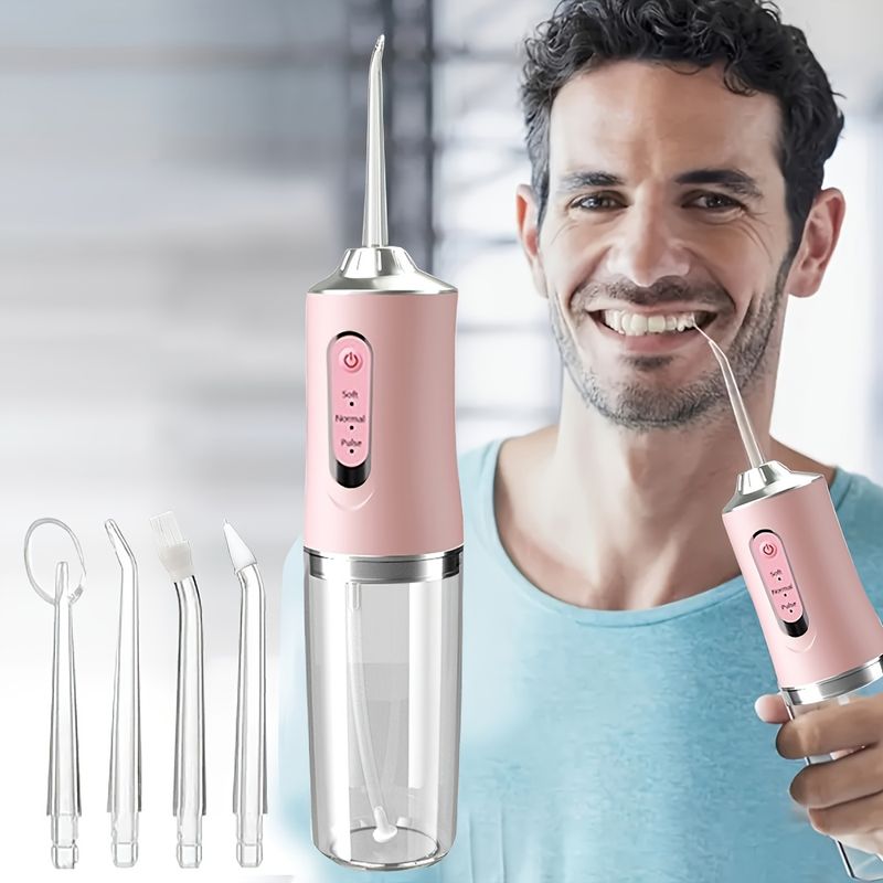 Irigator oral fără fir portabil - Spălătorie orală 4 în 1 pentru îngrijirea dentară zilnică - Încărcare USB - Ideal pentru acasă și călătorii - Potrivit pentru bărbați și femei_voghion.com