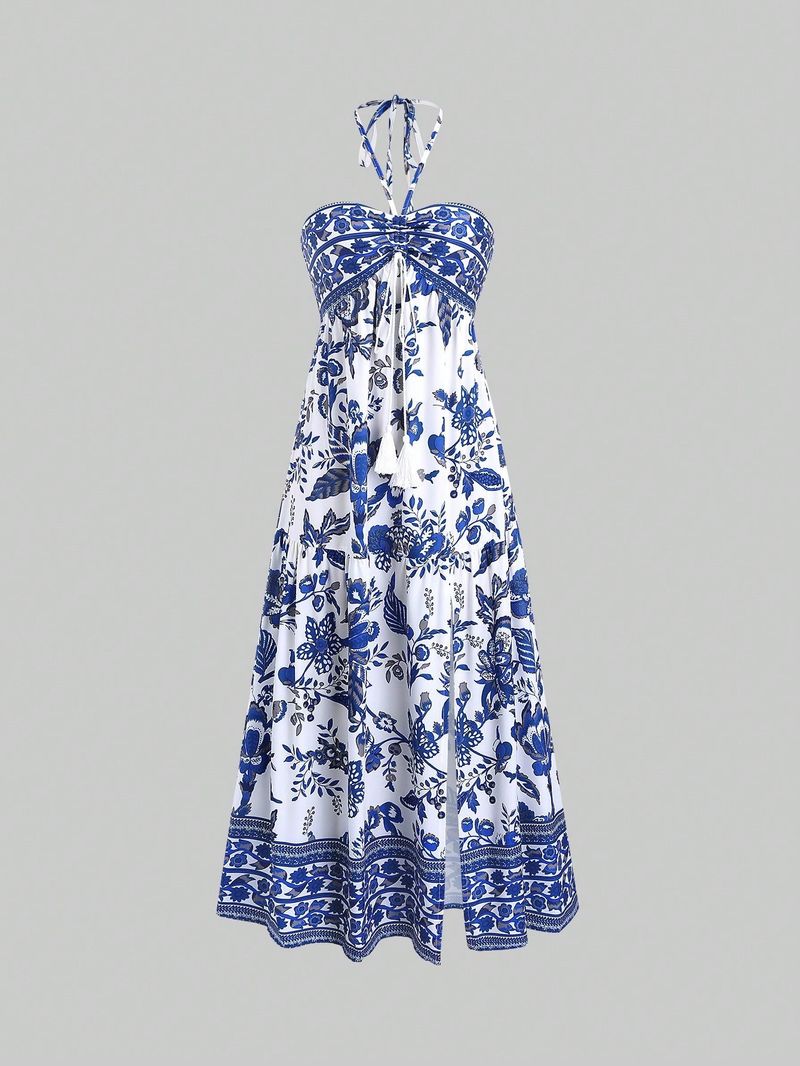 Abito da donna con top a tubino con lacci stampato sexy, stile festivo, alla moda estiva_voghion.com