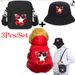 Animal Kangaroo 3-teiliges Set mit Tasche und Hut, flammender Totenkopf-Print, Haustierbekleidung, dreiteilige Kombination, bequeme Winterkleidung für Haustiere, ideal für Reisen mit Haustieren im Freien_voghion.com