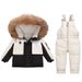 Completo piumino invernale per bambini: piumino con cappuccio + tuta (1-6 anni, 80-110 cm, 50% piumino d'anatra, classe C)_voghion.com
