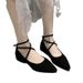 MTX Women's 2025 Spring Summer New Korean Style Elegant Versatile Rhinestone One-Strap Chunky Heel Pointed Toe Hollow Single_voghion.com