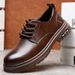 Voyage Spring Derby da uomo, stivali bassi Martin, stile britannico, punta arrotondata, scarpe da lavoro nere con suola spessa, casual in pelle_voghion.com