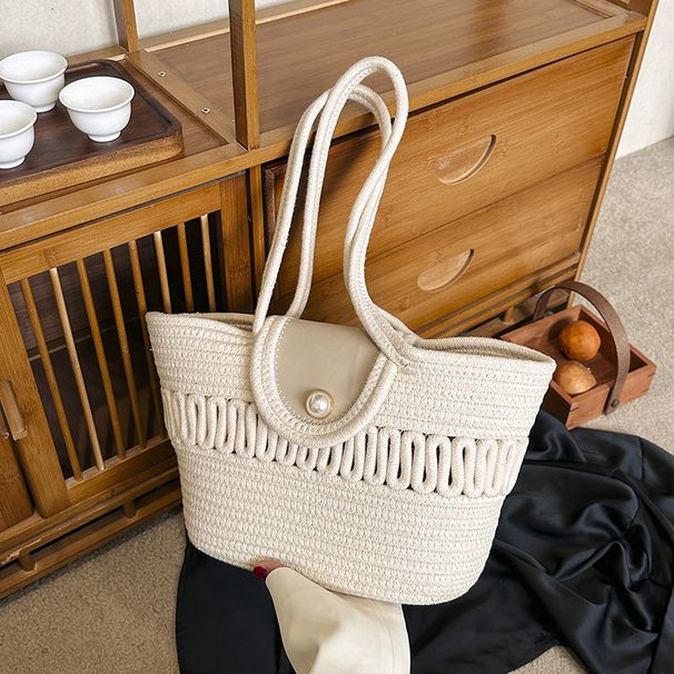 Popular and Minimalist Silk Scarf 2024 Summer New Style Woven Hand-held Vegetable Basket Trendy Hand-held Single Shoulder Underarm Women's Bag_voghion.com