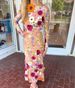24 Spring/Summer Round Neck Colorful Three Dimensional Flower Embroidery Mesh Slimming Wrap Hip Tail Long Dress_voghion.com