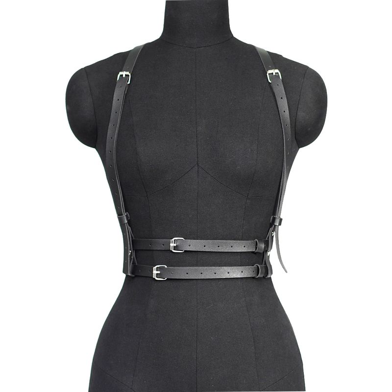 Harness belt Fashion Harness Corset Leather Lingerie Bondage Lingerie Body Harness Gothic Suspenders for W_voghion.com