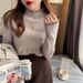 Lace Trim Half Turtleneck Base Shirt For Women 2023 Autumn Winter New Fashionable Solid Color Slim Fit Knitted Top_voghion.com