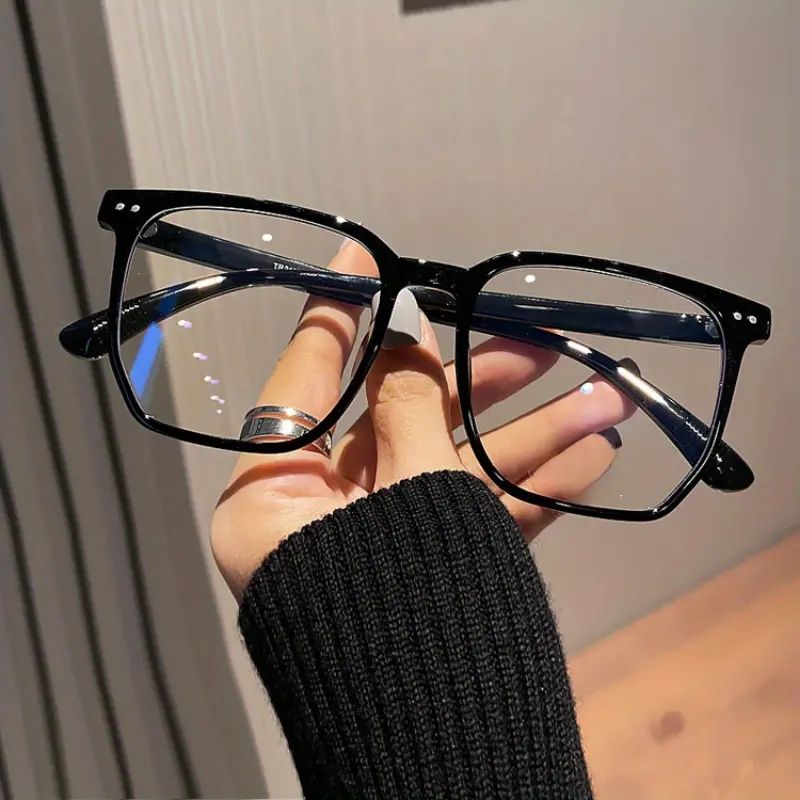 Blue Light Blocking Large Square Fashionable For Men And Women Clear Lens Glasses 1pc_voghion.com