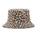 Spring retro simple double-sided leopard print fisherman hat outdoor sports leisure women's sun hat basin hat_voghion.com