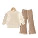 Mädchen-Set aus Strickpullover und Schlaghose – weiche Polyestermischung, koreanischer Stil, 3–8 Jahre (100–140 cm), Beige/Rot/Pink/Grün_voghion.com