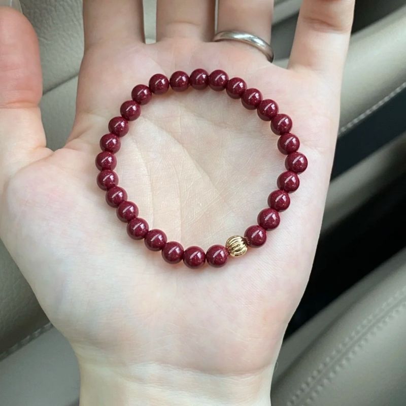 Pietra grezza di cinabro ad alto contenuto, minerale grezzo, sabbia dorata viola, braccialetto portafortuna, regalo personalizzato semplice e di alta qualità_voghion.com