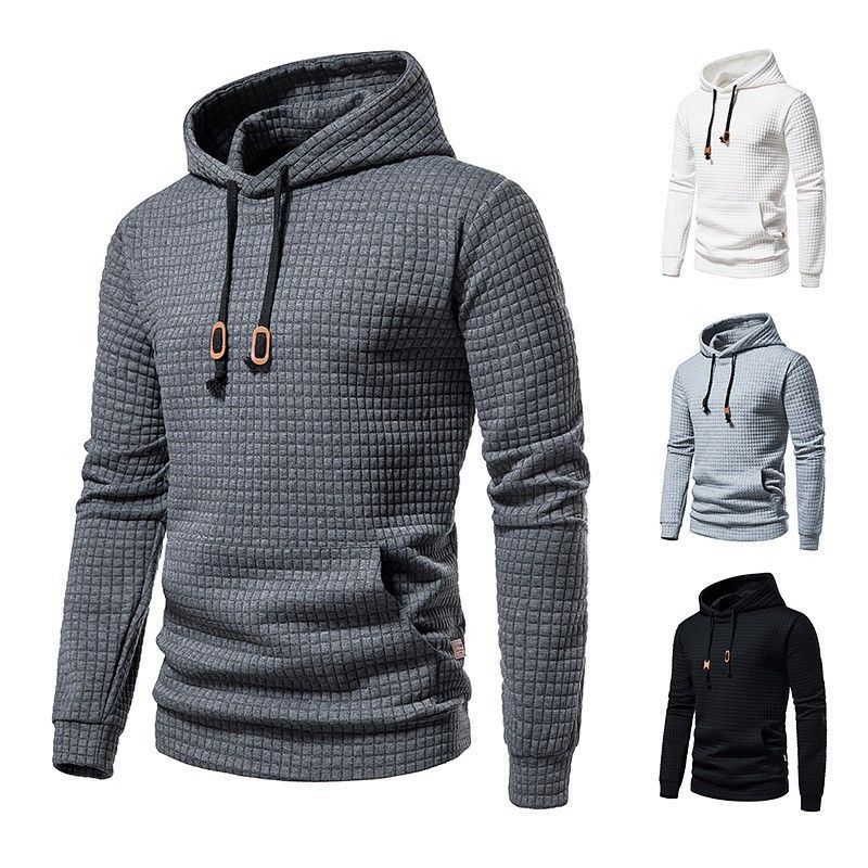 2024 New European Size Casual Pullover Jacquard Sweater Ternet Quiltet bomulds hættetrøje til mænd_voghion.com