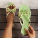 Women's rivet shoes bowknot flip flops for summer beach outings flat bottom transparent jelly PVC crystal slippers_voghion.com