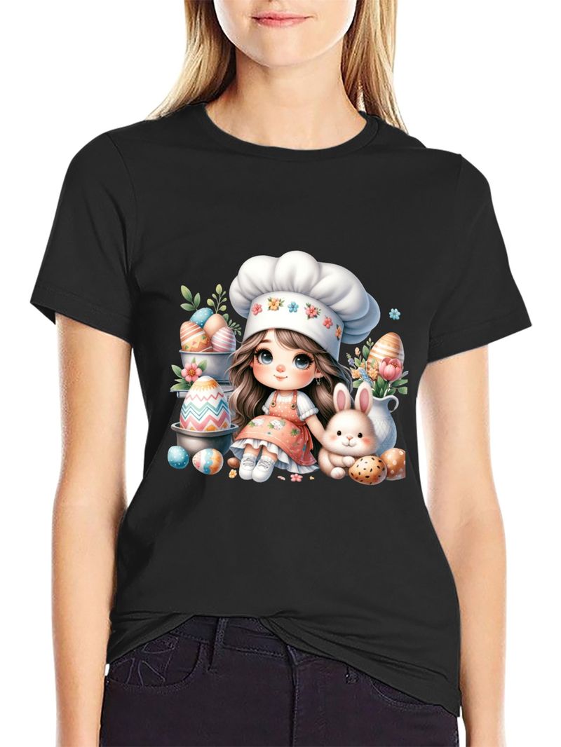 Spring and summer European and American women's new ladies casual fashion loose tops printed women's T-shirts_voghion.com