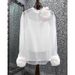 Camicia a due pezzi sottile leggermente trasparente a maniche lunghe con colletto alto e motivo floreale tridimensionale, abbigliamento da donna per l'inizio dell'autunno_voghion.com