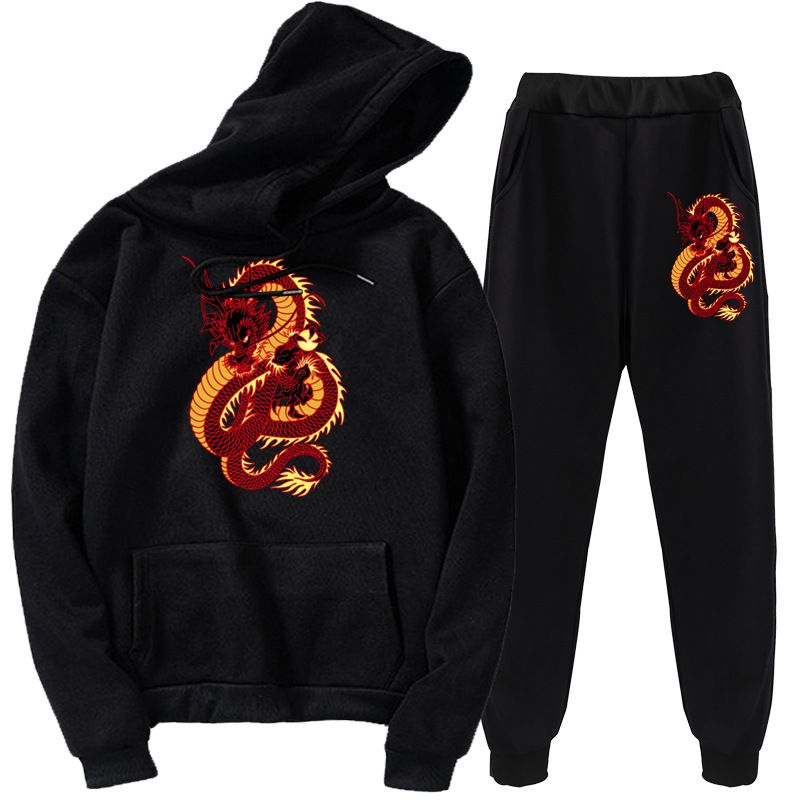 Completo con felpa e pantaloni in pile stampato da uomo - Completo comodo con felpa e pantaloni per uomo e donna, abbigliamento da casa morbido, streetwear, abbigliamento casual invernale_voghion.com