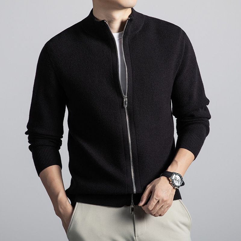 Old Money Style Heren Gebreid Vest Buitenkleding Trui Herfst Winter Staande Kraag Rits Zakelijk Forenzen Casual_voghion.com