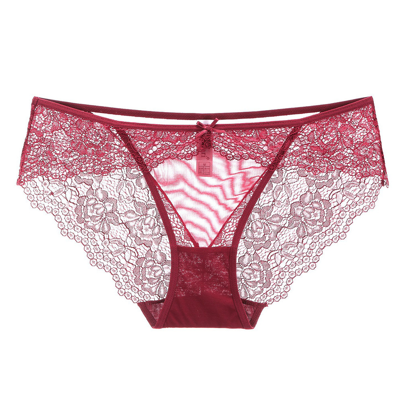Trois culottes sexy en maille ultra fine en dentelle et coton enveloppant les hanches, taille basse_voghion.com