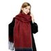 Simple Frame Solid Color Scarf Women's Warm Imitation Cashmere Fringed Scarf Autumn And Winter Contrasting Color Scarf Cold Protection Shawl_voghion.com