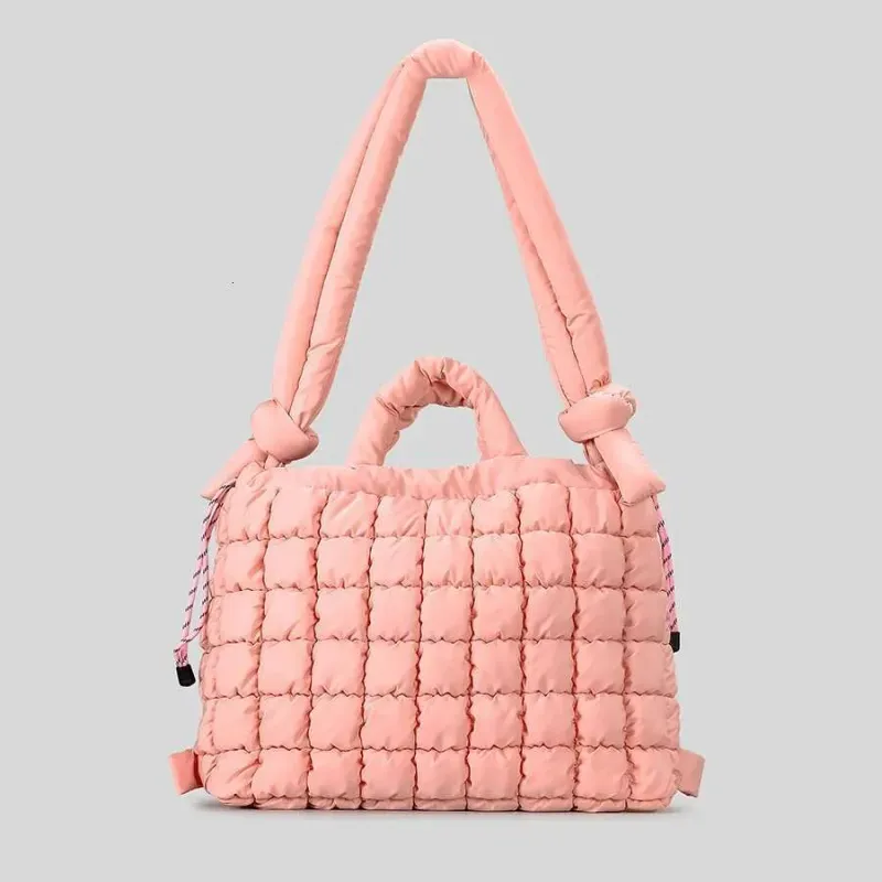 Borsa a tracolla imbottita morbida da donna, borsa a mano imbottita, tracolla grande, borsa a tracolla in nylon trapuntato casual 2025 di grandi dimensioni_voghion.com