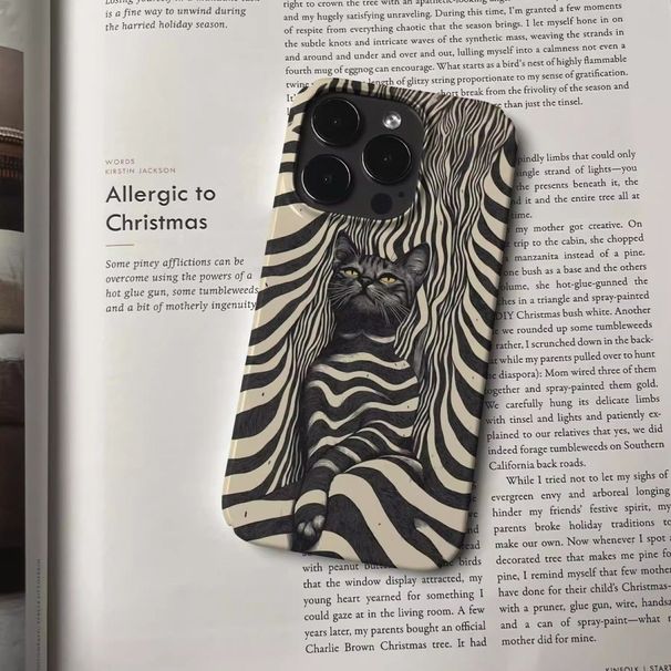 Artistic Psychedelic Cat Shadow 16 Phone 15 Pro Max Light 14 Personality 13 Niche 12/11 Hard Case_voghion.com