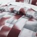Capa de edredom estampada dupla face com xadrez geométrico vermelho e cinza, conjunto de cama de três peças em poliéster macio - textura de veludo moído_voghion.com