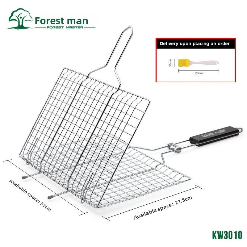 Net Thickened And Strengthened Stainless Steel Board Outdoor Camping Barbecue Tool Set Clamp Charcoal Grilling Grid_voghion.com