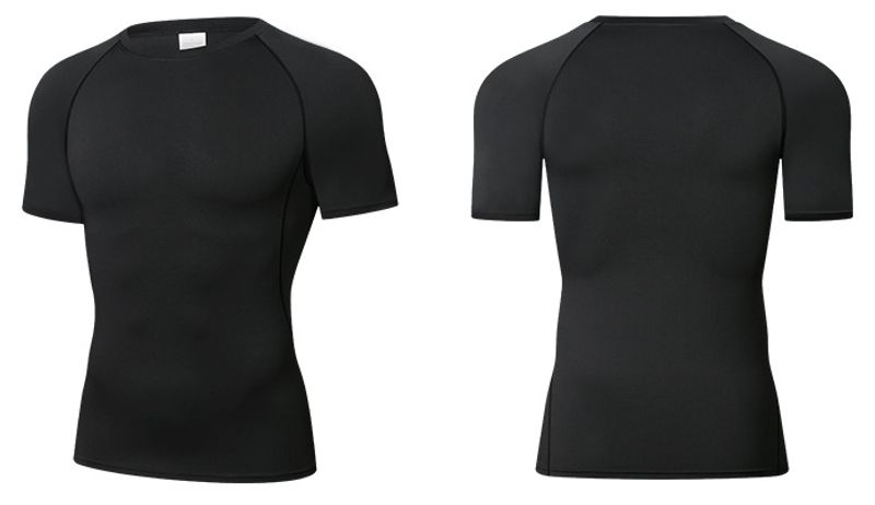 Men's Clothing Basketball Sports Fitness Tights Sweat Absorbent Breathable Quick Drying Bottoming Shirt Short Sleeved Training Suit Tights_voghion.com