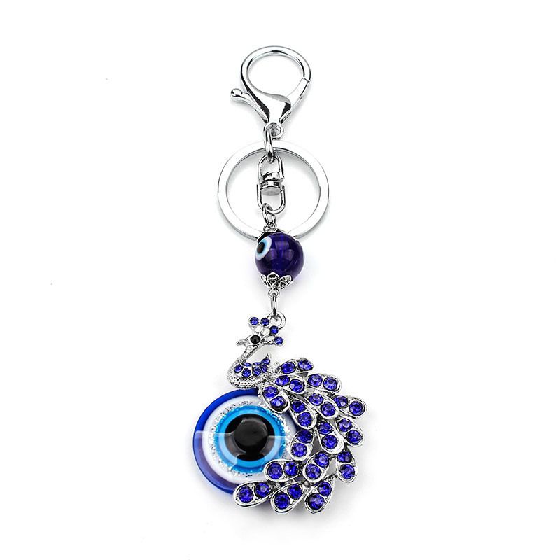 New Peacock Keychain, Sapphire Devil's Eye Keychain, Car Key Pendant, European And American Jewelry._voghion.com