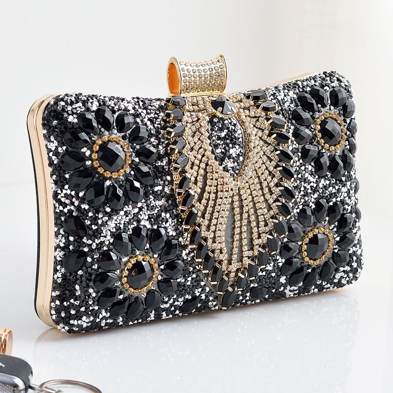  dinner bag with diamonds, banquet bag, rhinestone evening bag, dress bag, rhinestone bag, wedding clutch bag_voghion.com