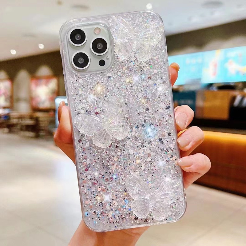 Glitter 3D Butterfly Soft Silicone Phone Case on For OPPO reno 5 lite reno 2 2Z 3 4 Lite 6 6z 7 7z reallme 8 transparent_voghion.com