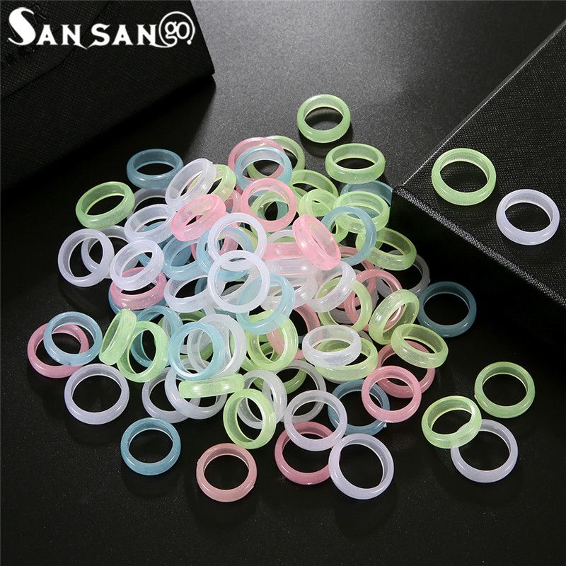 2025 Women Fashion Male and female colored luminous rings, 10 pieces/ sounding_voghion.com