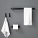 Premium No-Drill Towel Rack Set – Rustproof Aluminum Bathroom Organizer With J-Hooks & Toilet Paper Holder (30KG Load, Matte Black/White)_voghion.com