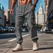 Pantaloni da jogging in lino e cotone, a gamba dritta, lunghi, con coulisse, chiusi sul davanti, casual, da uomo, autunno inverno, nuovi_voghion.com