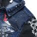Men Punk Rivet Check Print Denim Jacket Holes Ripped Plaid Patches Patchwork Jean Coat Painted Blue Black Spliced Outerwear_voghion.com