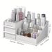 Organiseur de cosmétiques extensible blanc avec tiroirs, boîte de rangement polyvalente pour maquillage, soins de la peau, salle de bain, coiffeuse, bureau, commode_voghion.com