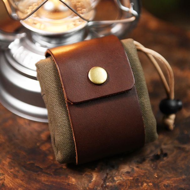 Folded Cowhide Ing Canvas Outdoor Portable Cosmetics Bag_voghion.com