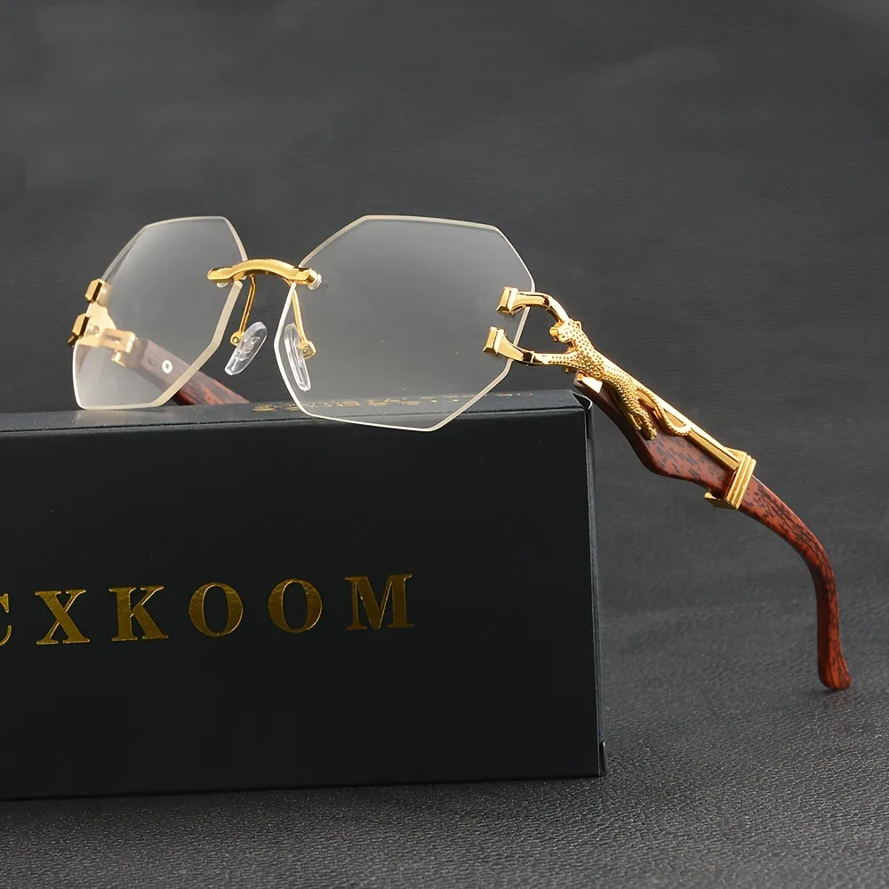 Polygone sans monture clair rétro guépard léopard mode décoration ordinateur lunettes pour femmes et hommes_voghion.com