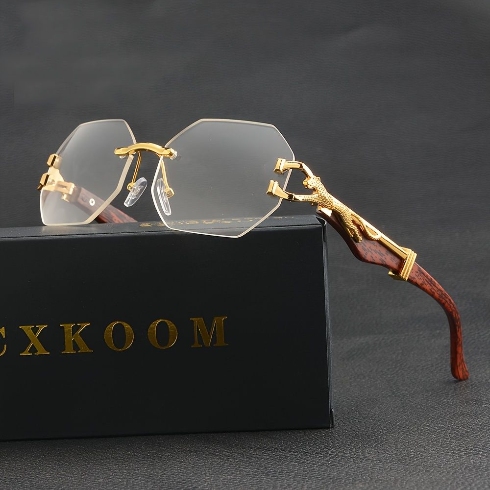 Polygone sans monture clair rétro guépard léopard mode décoration ordinateur lunettes pour femmes et hommes_voghion.com