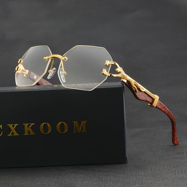 Polygone sans monture clair rétro guépard léopard mode décoration ordinateur lunettes pour femmes et hommes_voghion.com