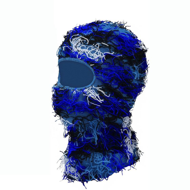 Camouflage jacquard balaclava personality funny plush party outdoor mask hat_voghion.com
